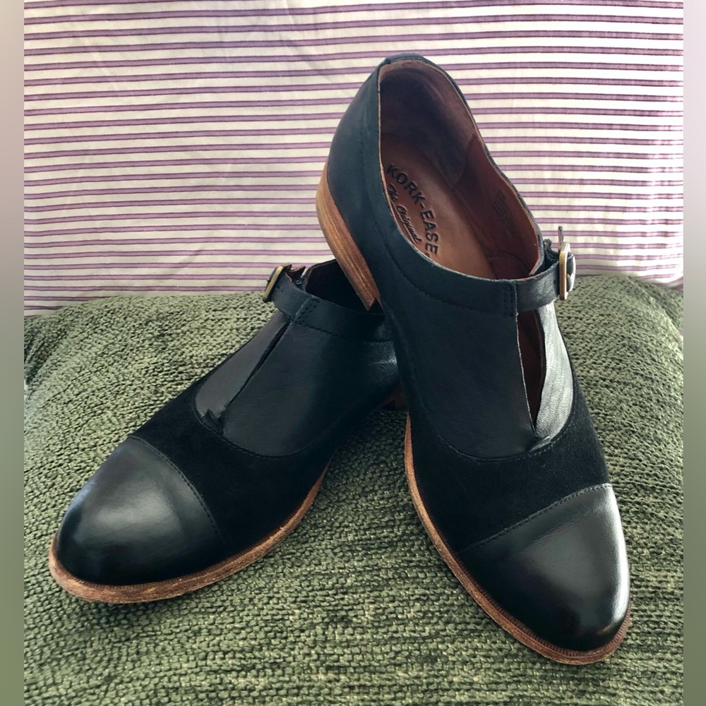 EUC Kork-Ease Niseda Black Leather and Suede Oxford, Very Sharp! Size 9.5
